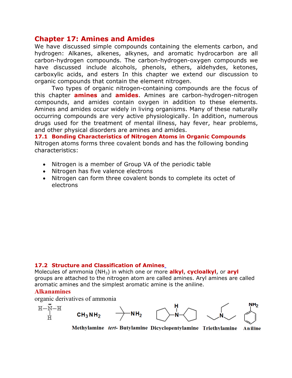 Chapter 17: Amines and Amides