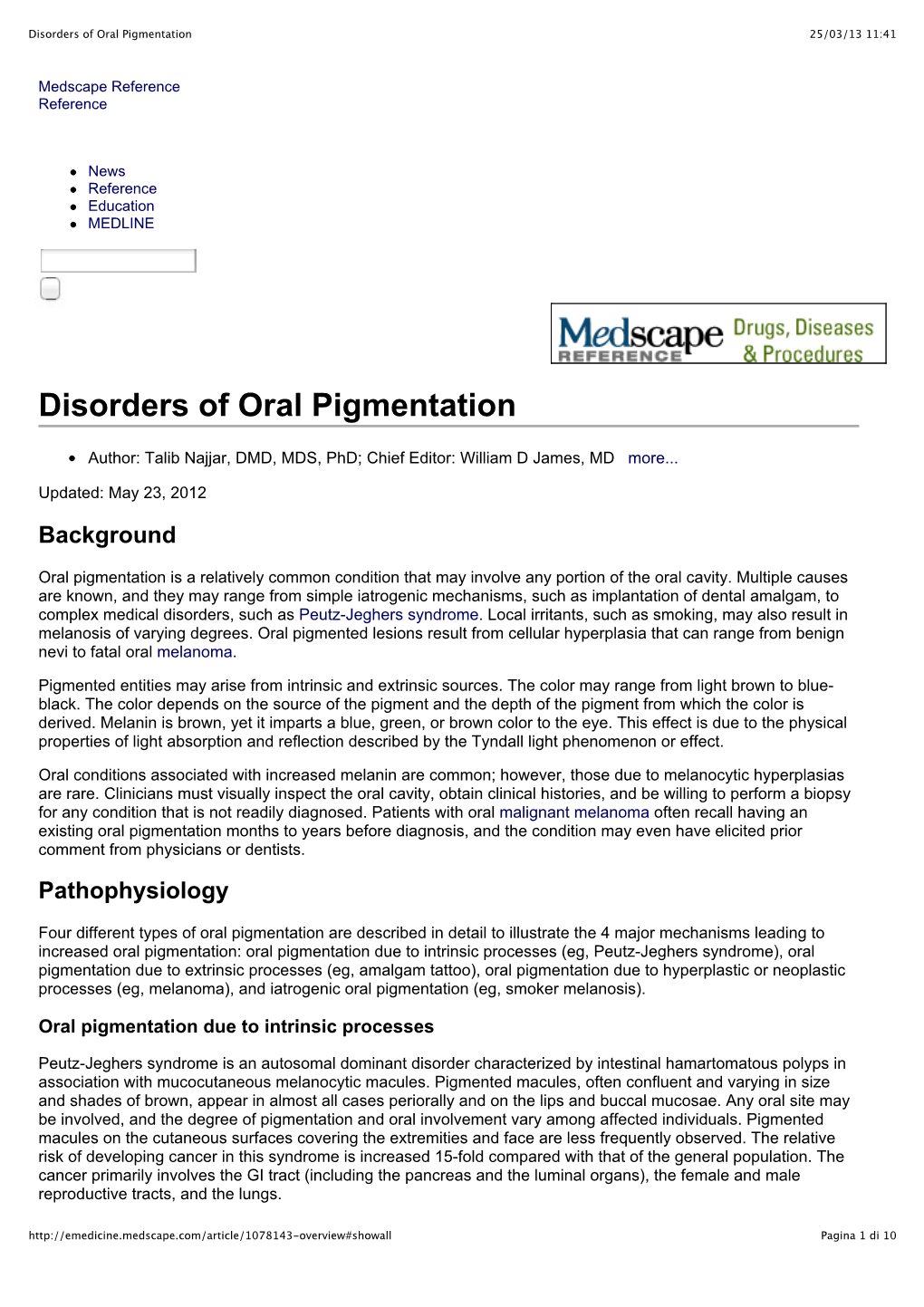 Disorders of Oral Pigmentation 25/03/13 11:41