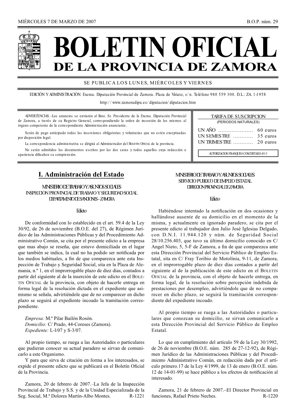 Boletin Oficial De La Provincia De Zamora