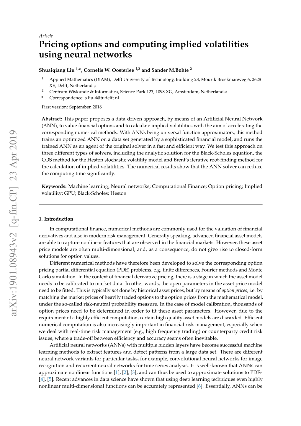 Pricing Options and Computing Implied Volatilities Using Neural Networks