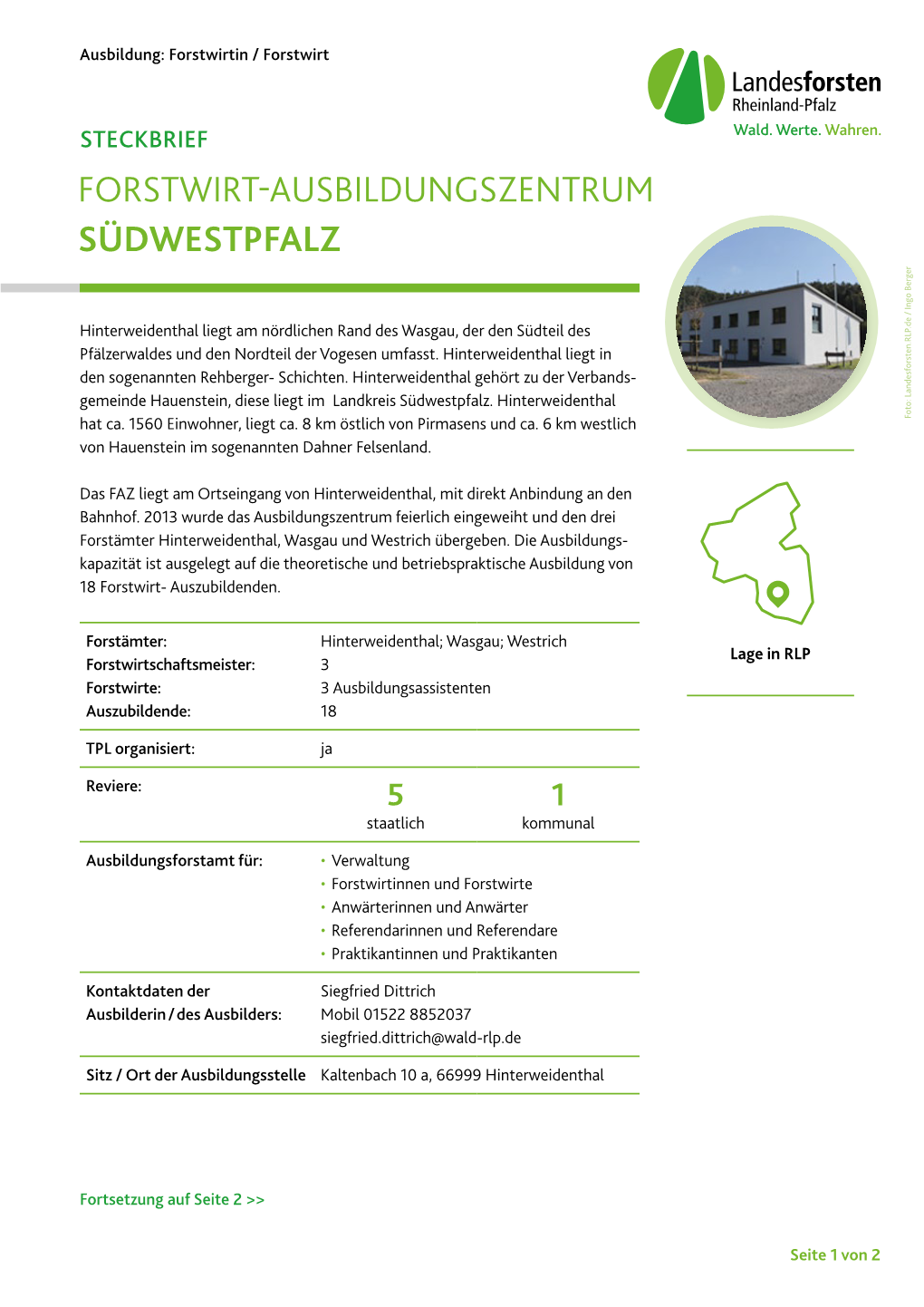 Steckbrief Forstwirtausbildungszentrum