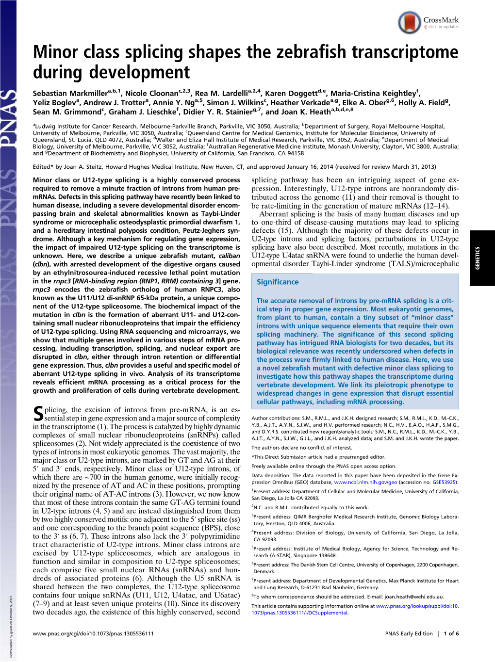 Minor Class Splicing Shapes the Zebrafish Transcriptome During Development