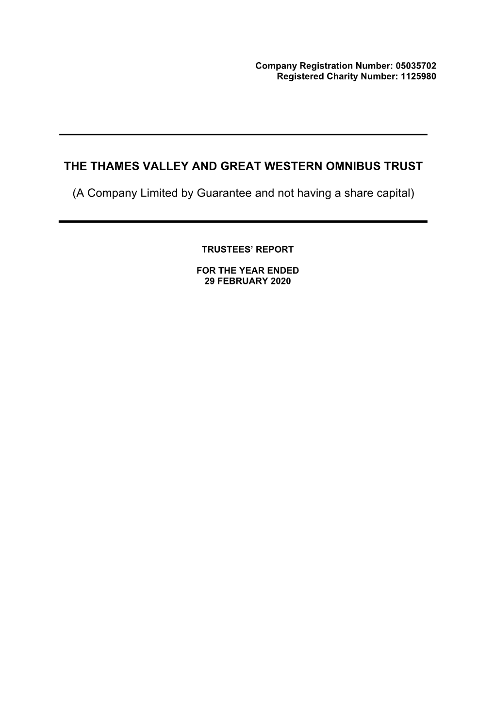 The Thames Valley and Great Western Omnibus Trust