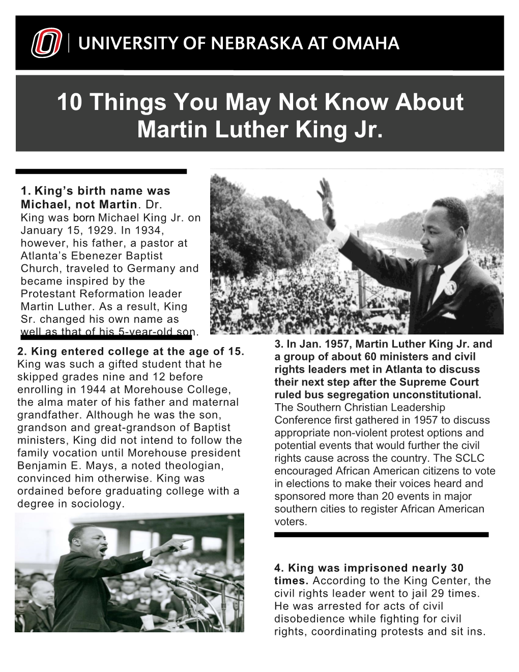 10 Things You May Not Know About Martin Luther King Jr