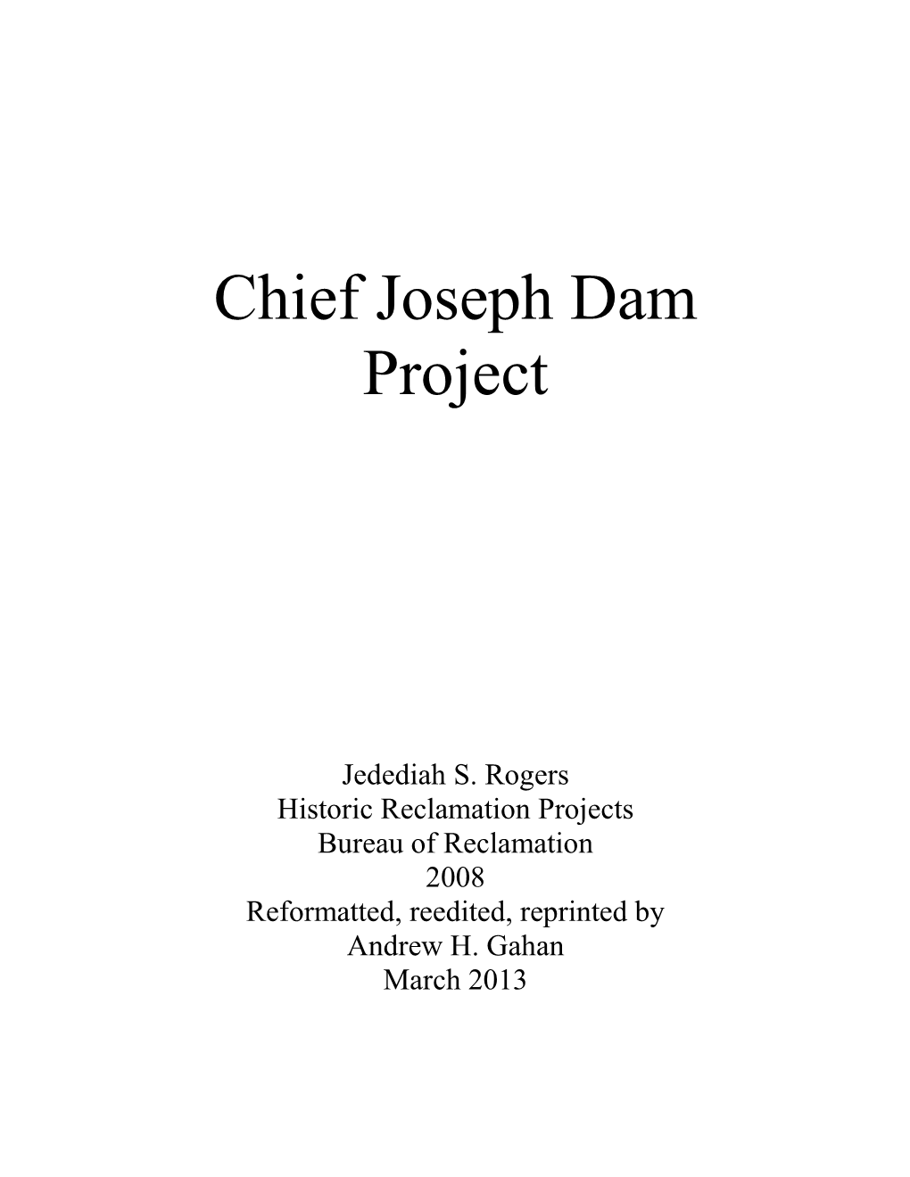 Chief Joseph Dam Project, Washington,” U.S