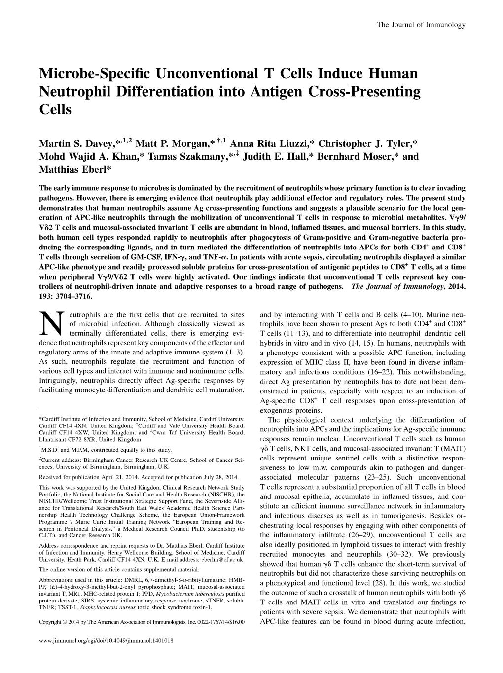 Into Antigen Cross-Presenting Cells Induce Human Neutrophil