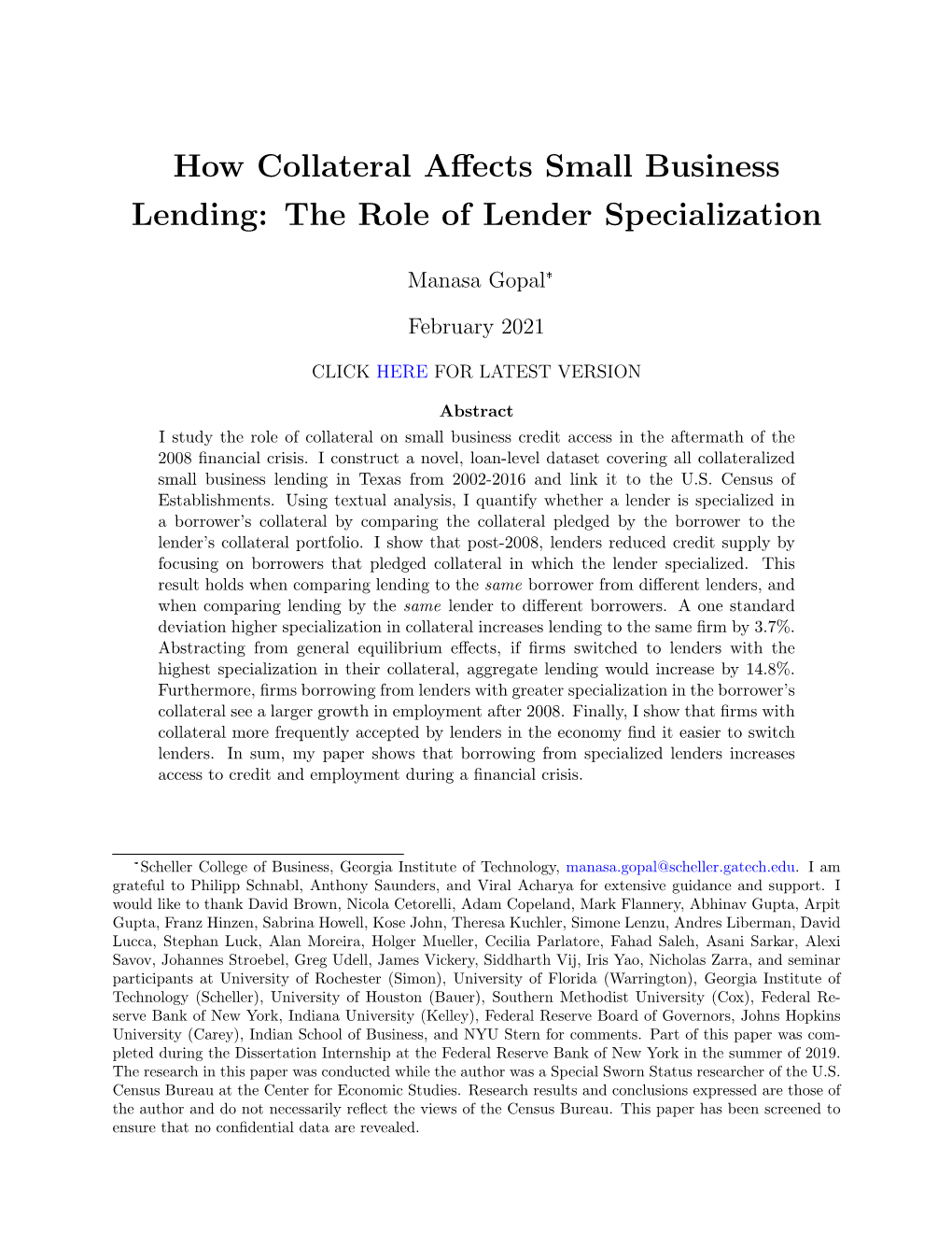 How Collateral Affects Small Business Lending