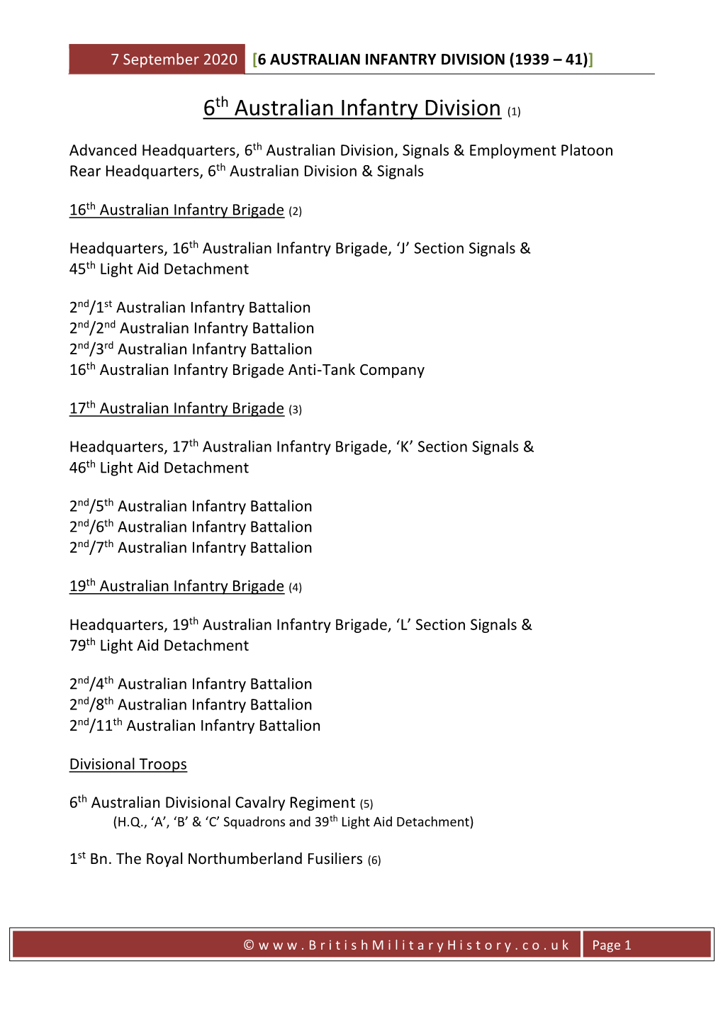 6 Australian Infantry Division (1939-41)