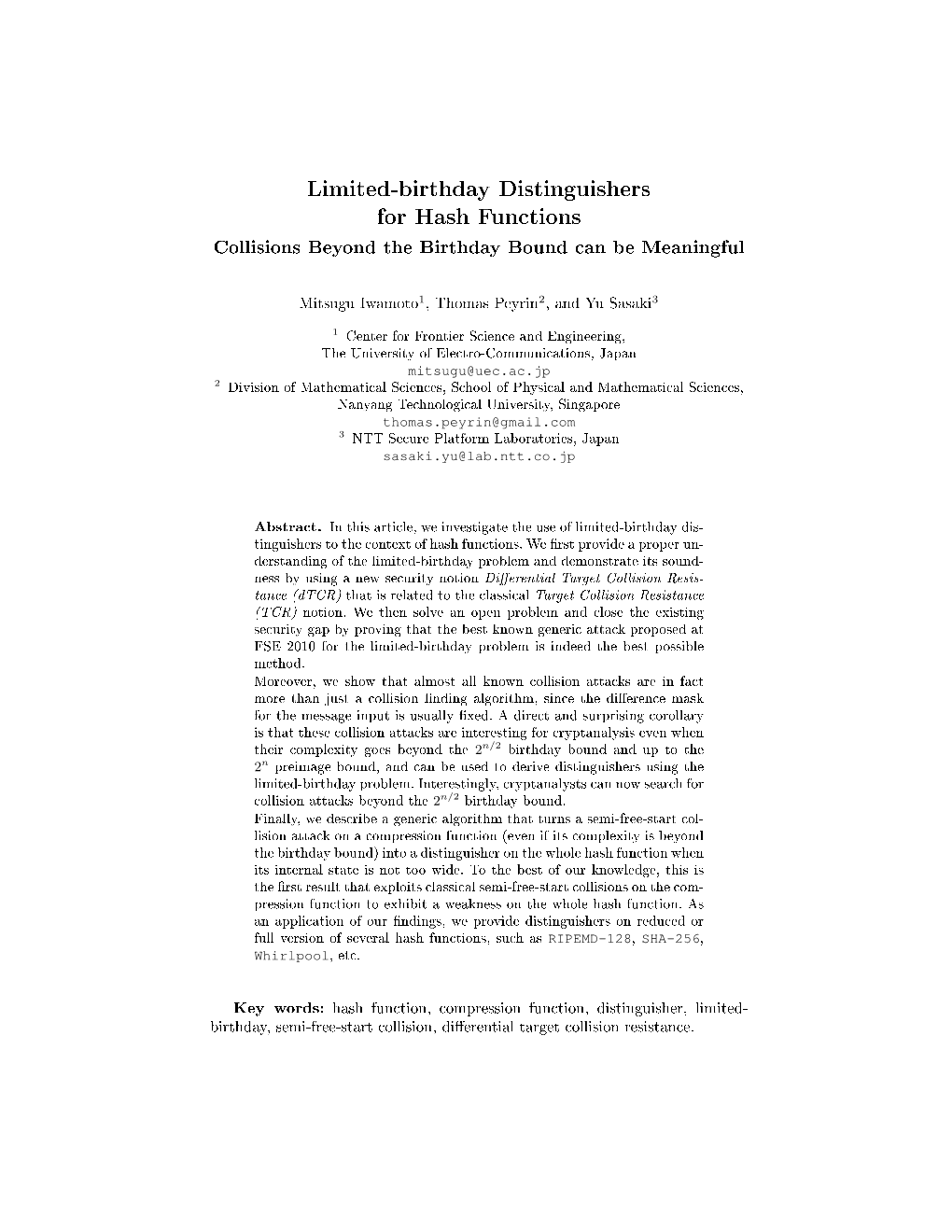 Limited-Birthday Distinguishers for Hash Functions Collisions Beyond the Birthday Bound Can Be Meaningful