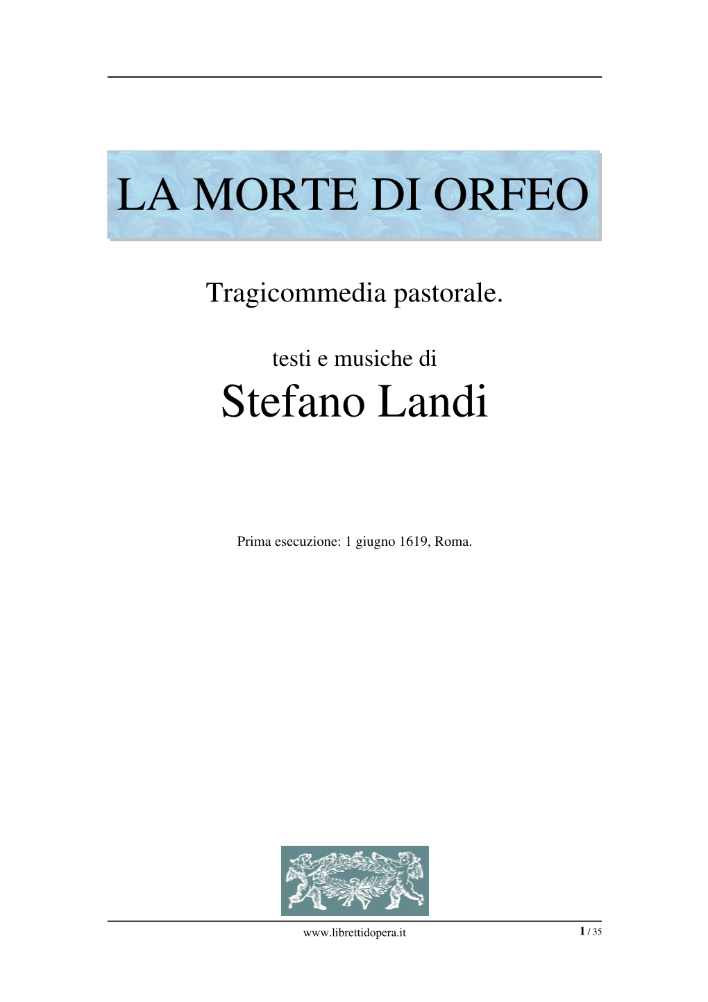 La Morte Di Orfeo