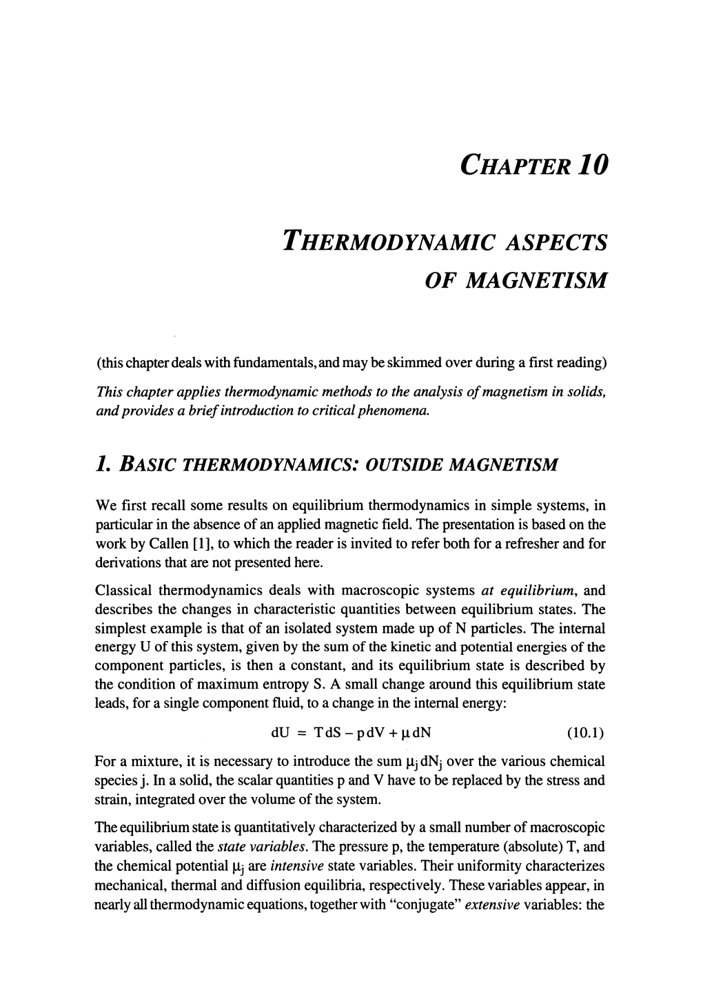 Chapter10 Thermodynamic Aspects of Magnetism