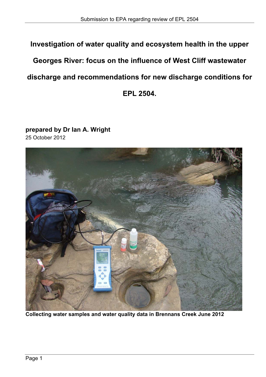 Investigation of Water Quality and Ecosystem Health in the Upper