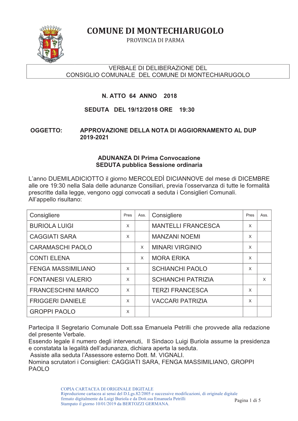 Aggiornamento DUP 2019 2021