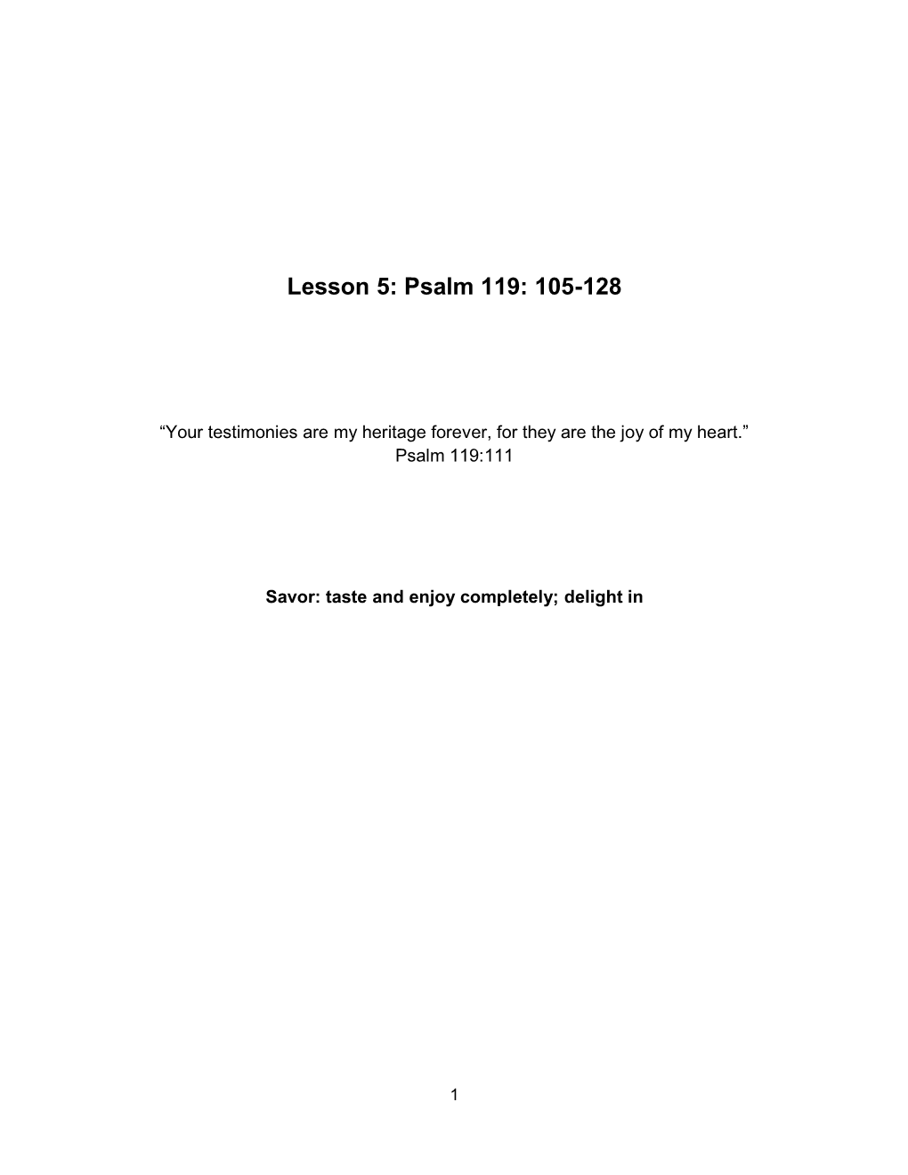 Lesson 5: Psalm 119: 105-128