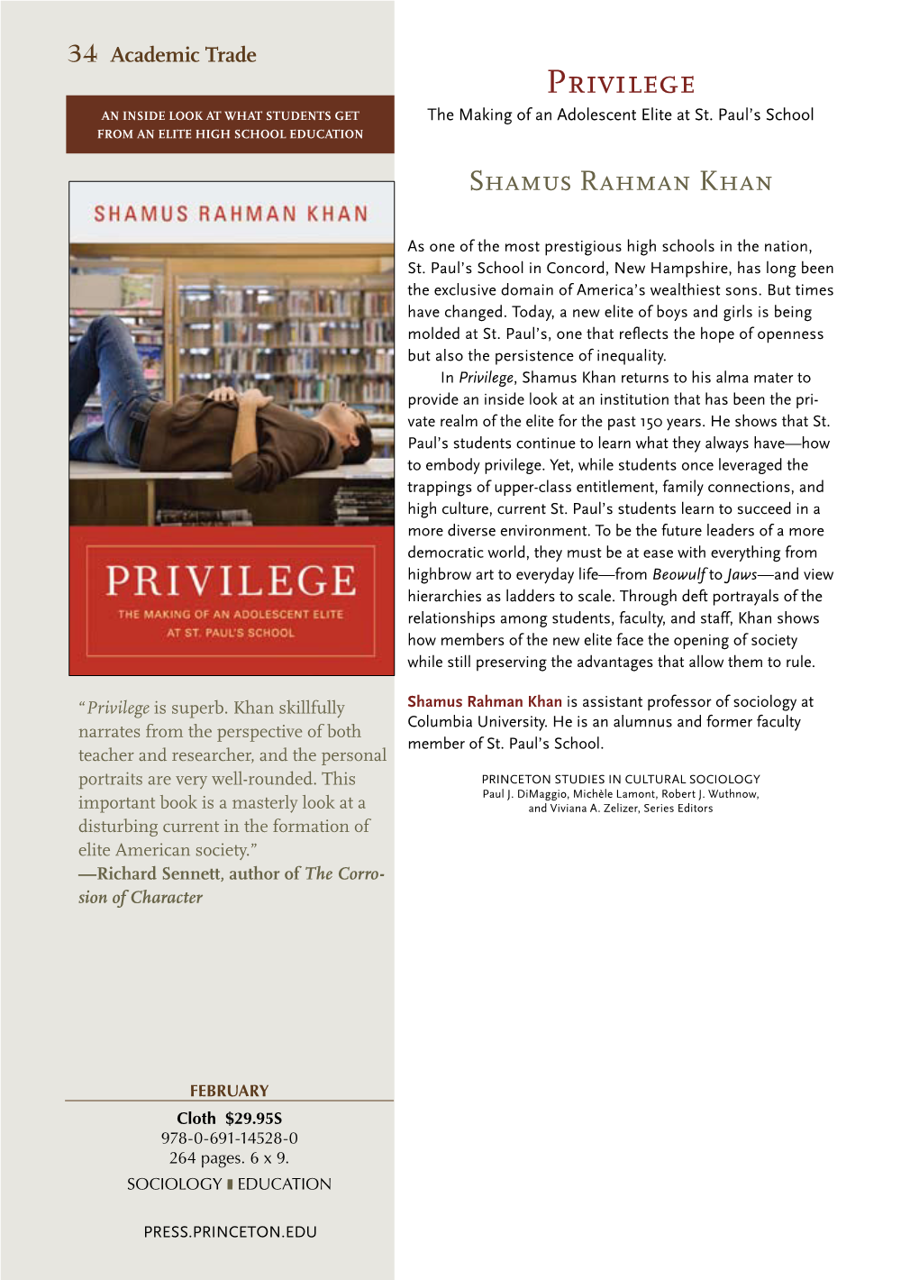 Privilege an INSIDE LOOK at WHAT STUDENTS GET the Making of an Adolescent Elite at St