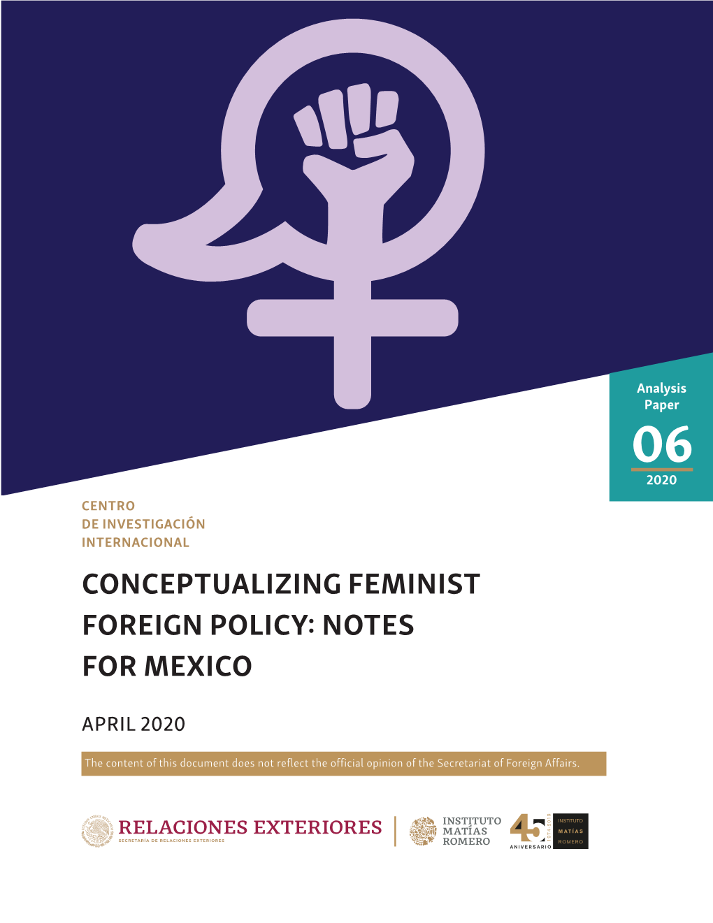 Conceptualizing Feminist Foreign Policy: Notes for Mexico