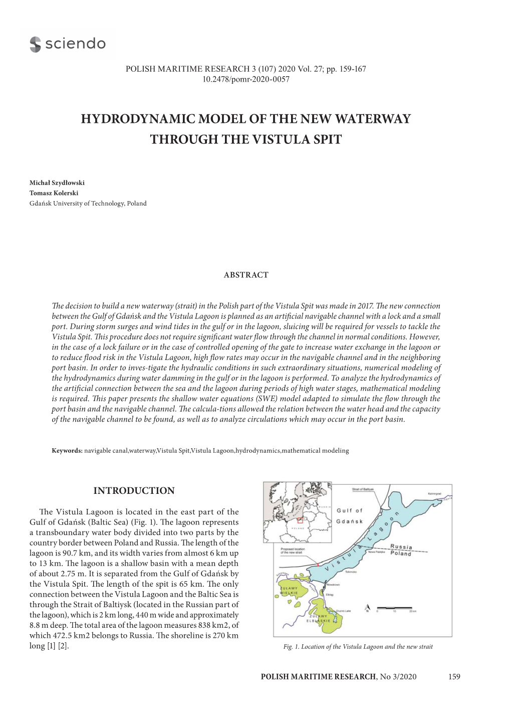 Hydrodynamic Model of the New Waterway Through the Vistula Spit