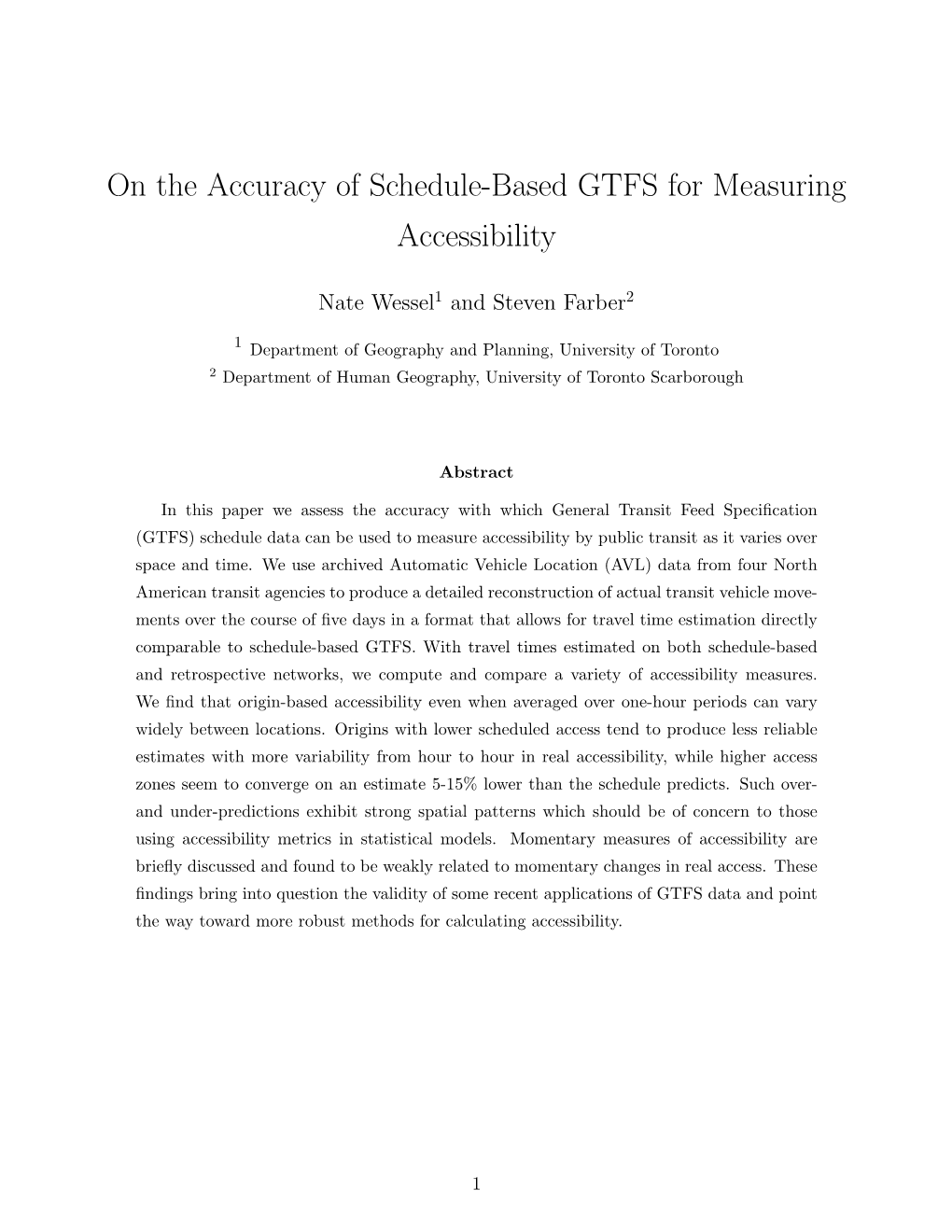 On the Accuracy of Schedule-Based GTFS for Measuring Accessibility
