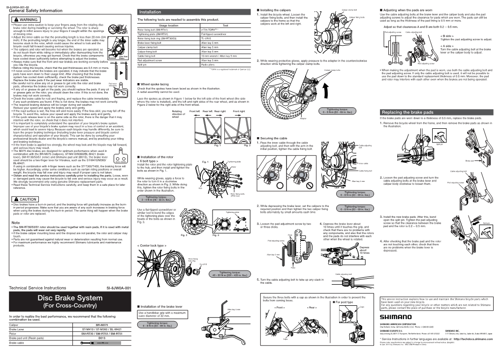 Disc Brake System Bolts from Coming Loose