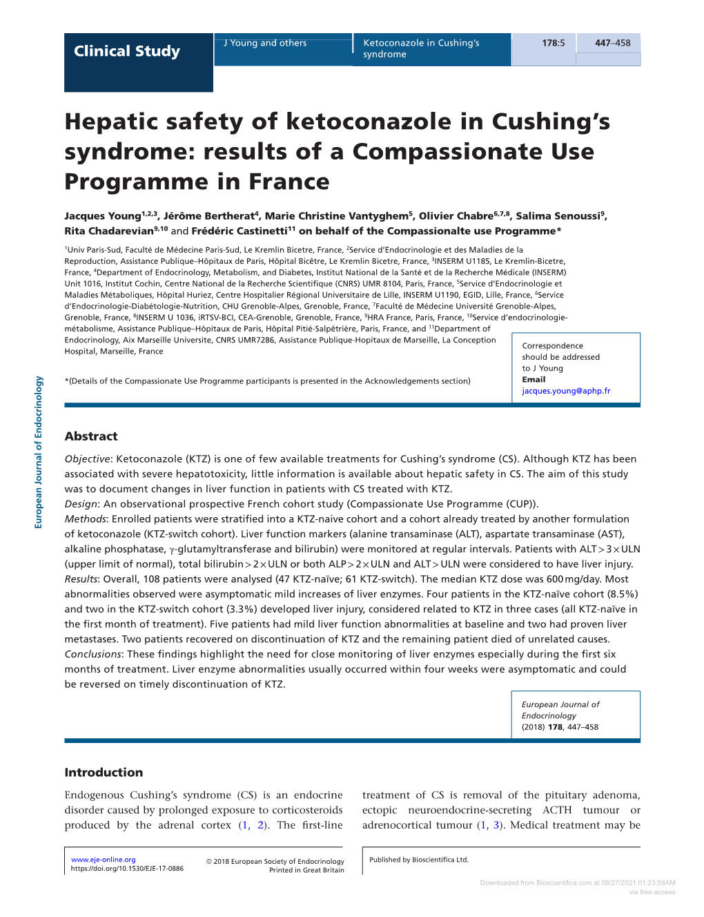 Hepatic Safety of Ketoconazole in Cushing's Syndrome: Results of A