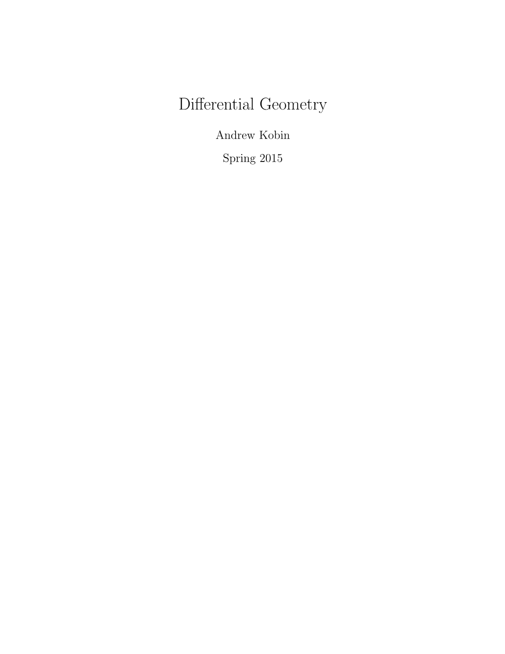 Differential Geometry