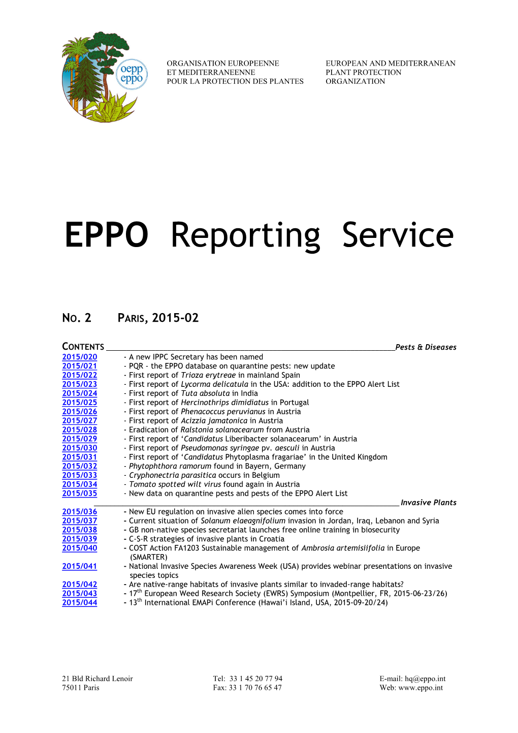 EPPO Reporting Service