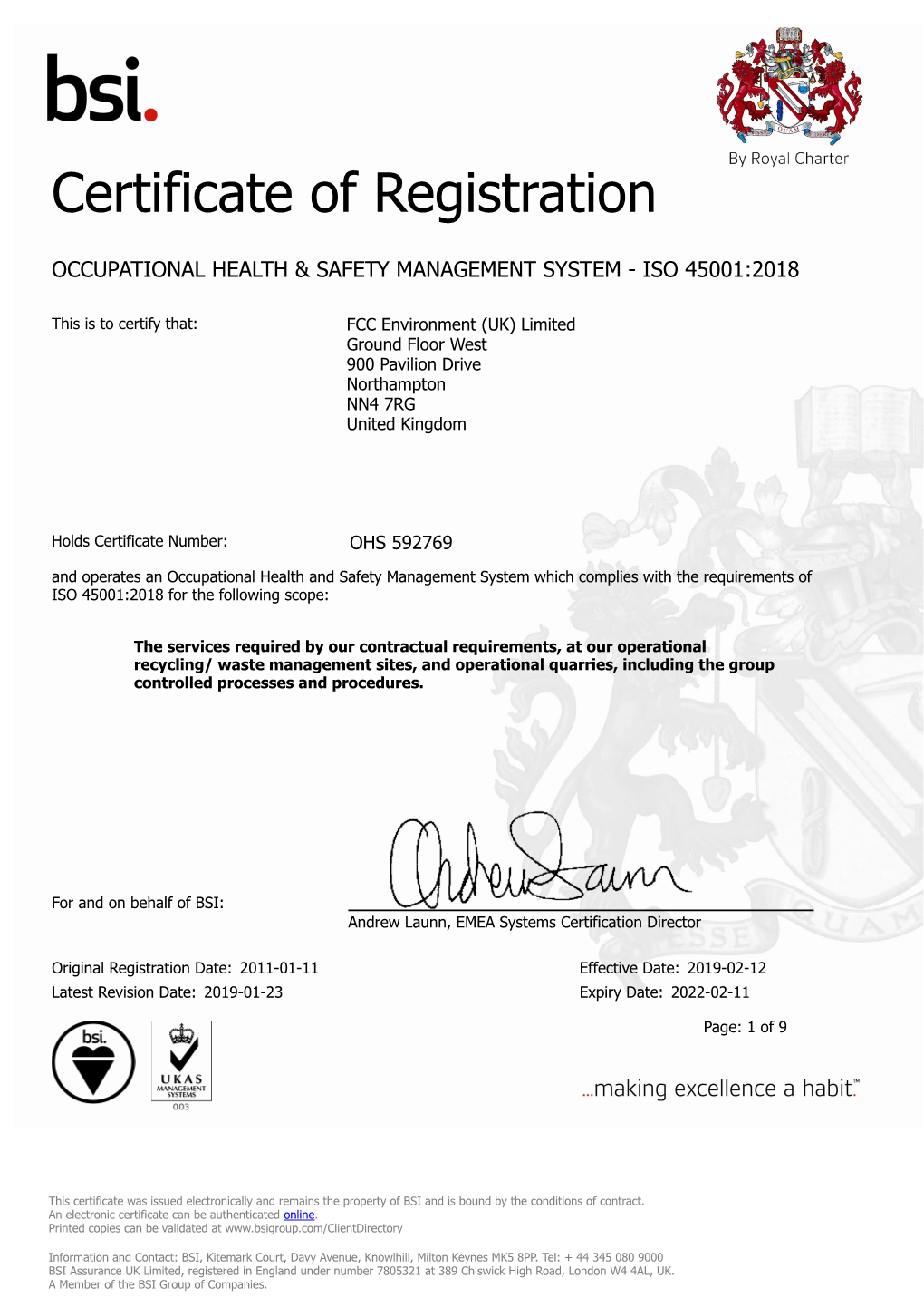 FCC Environment (UK) Limited Ground Floor West 900 Pavilion Drive Northampton NN4 7RG United Kingdom