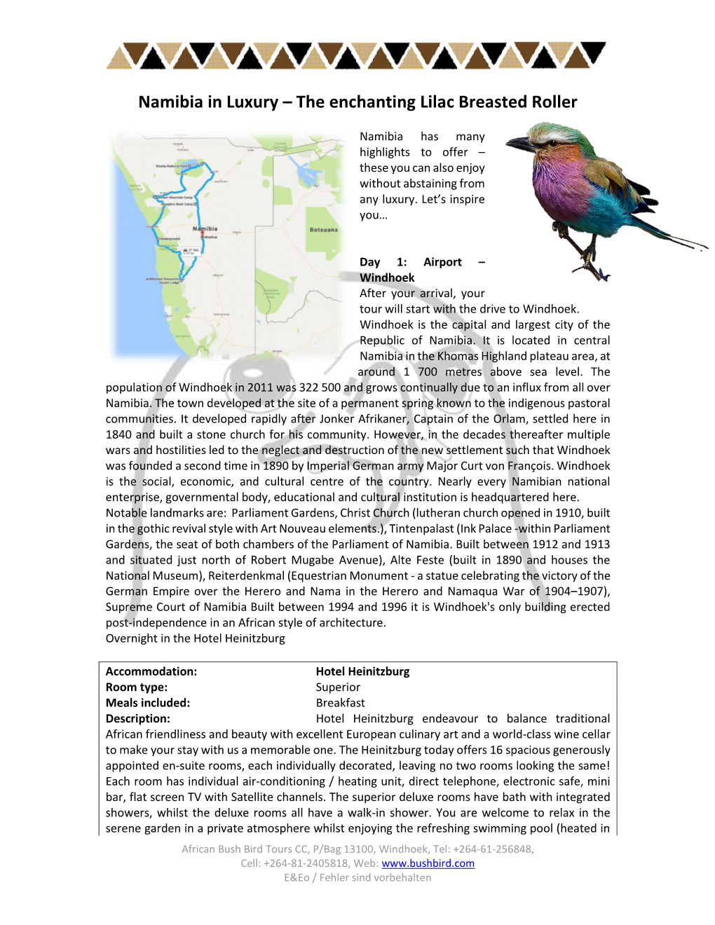 Namibia in Luxury – the Enchanting Lilac Breasted Roller