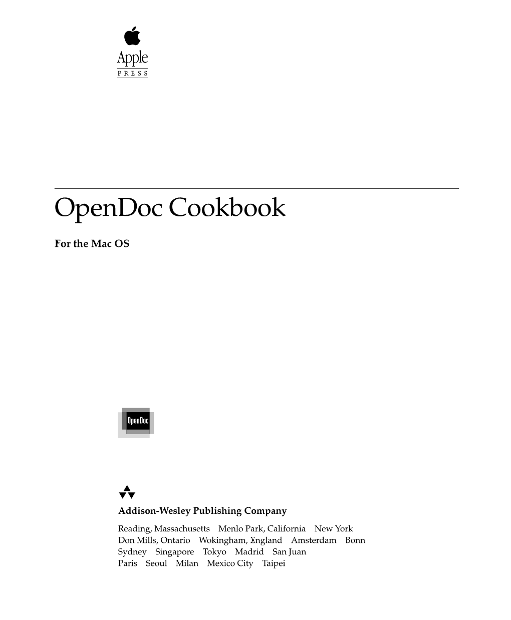 Opendoc Cookbook for the Mac OS