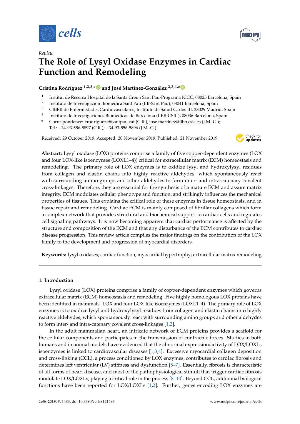 The Role of Lysyl Oxidase Enzymes in Cardiac Function and Remodeling