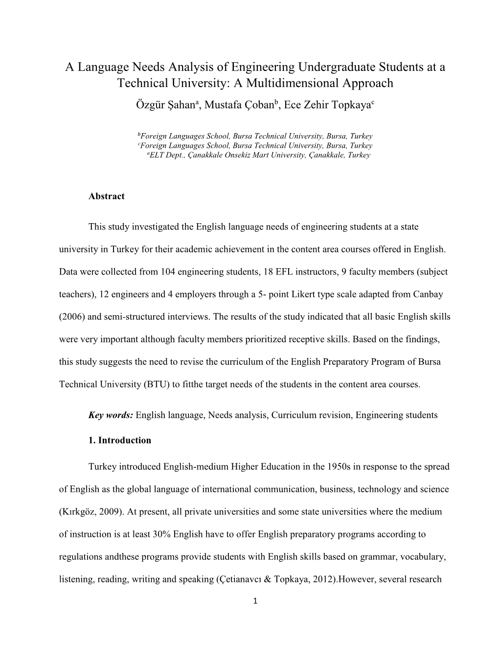 A Language Needs Analysis of Engineering Undergraduate