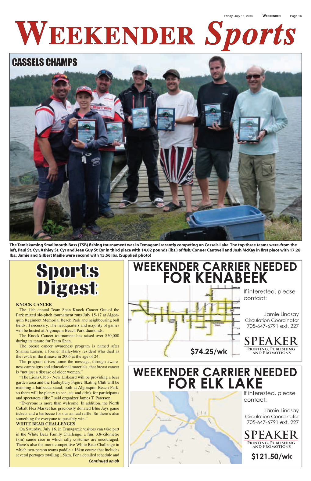 WEEKENDER Sports CASSELS CHAMPS