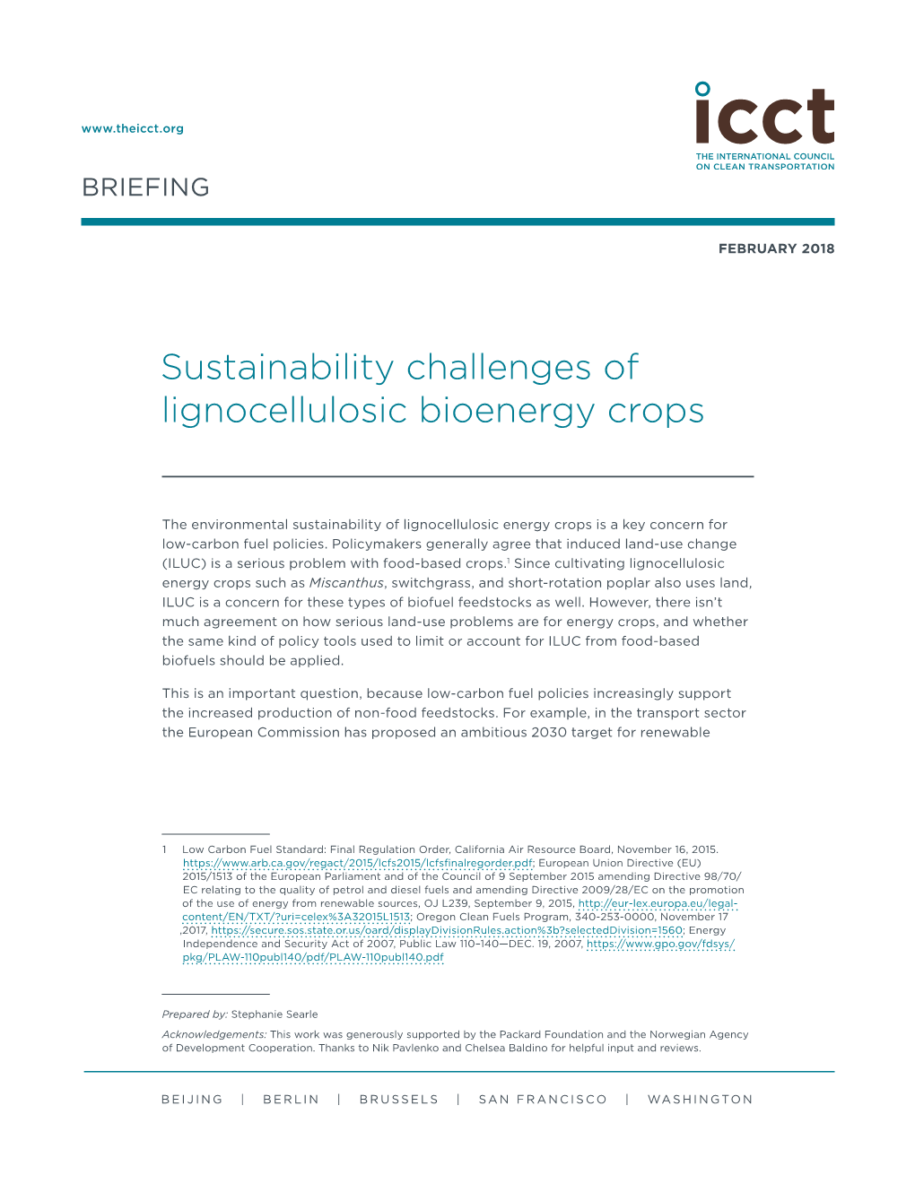 Sustainability Challenges of Lignocellulosic Bioenergy Crops
