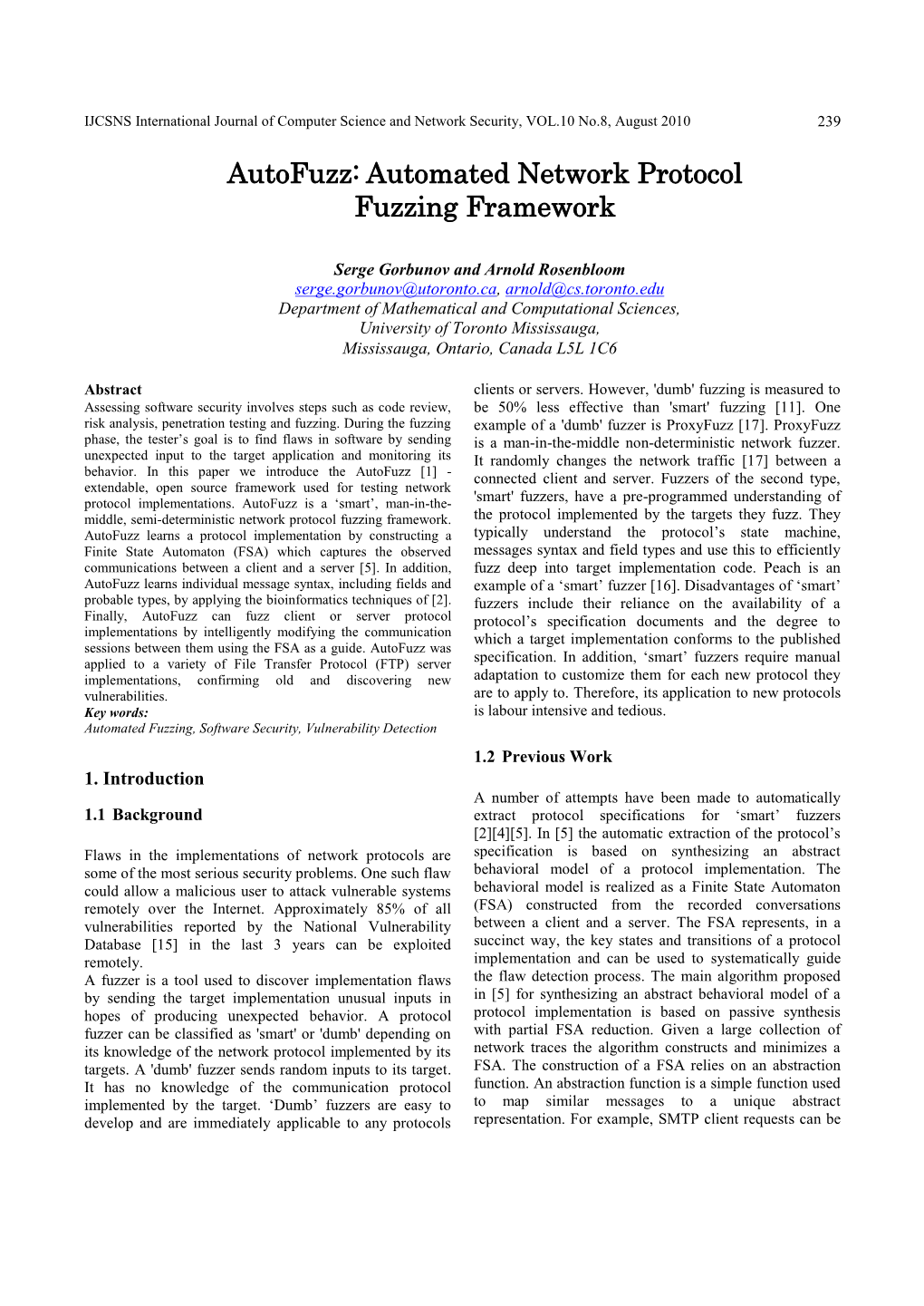 Autofuzz: Automated Network Protocol Fuzzing Framework