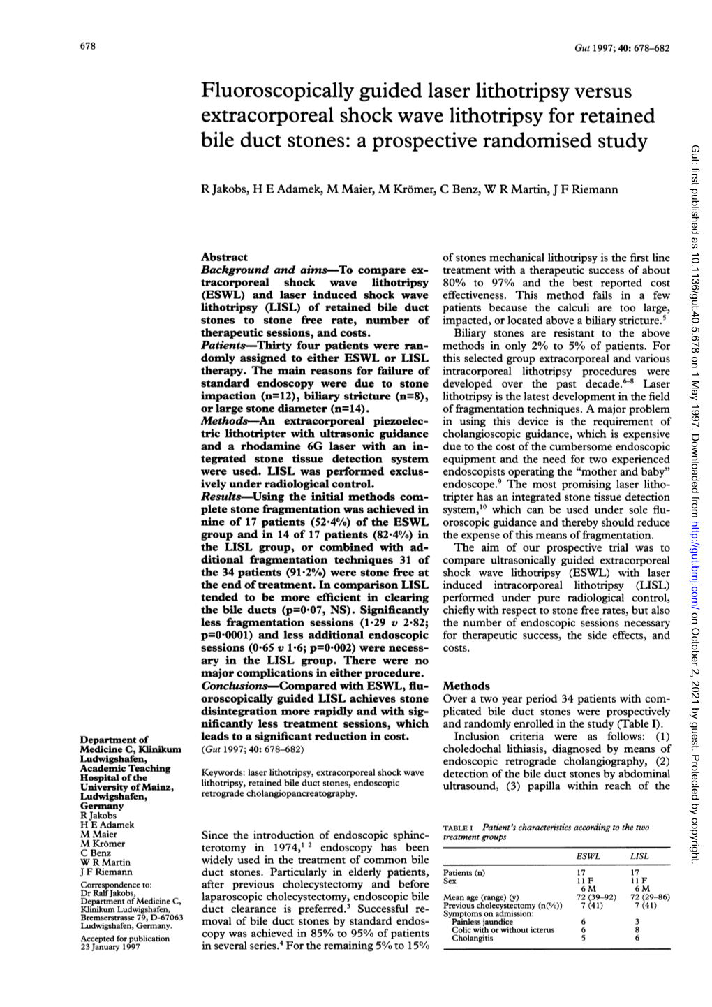 Extracorporeal Shock Wave Lithotripsy for Retained Bile Duct Stones