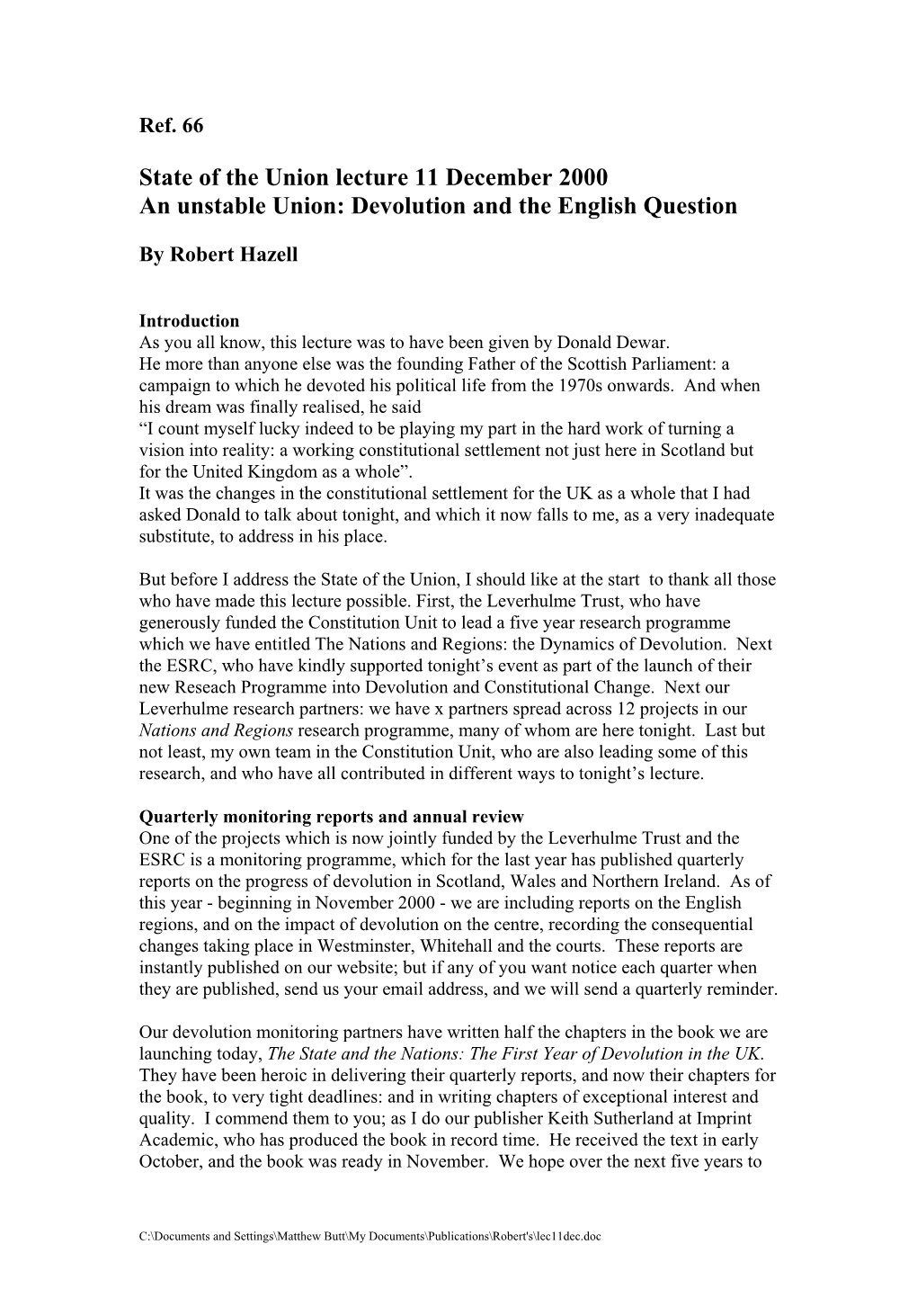 Devolution and the English Question