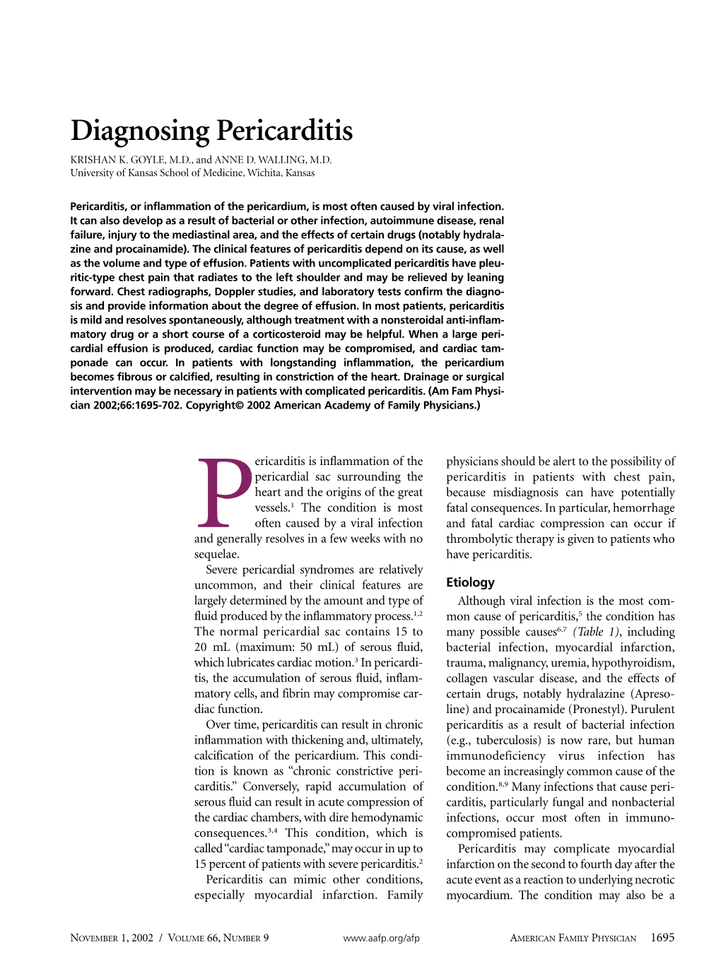 Diagnosing Pericarditis KRISHAN K