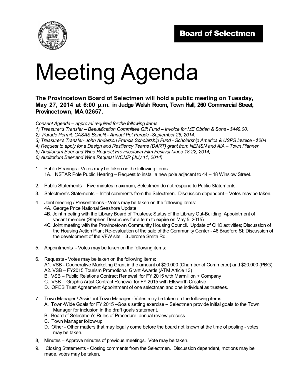 BOS Agenda 5/27/2014