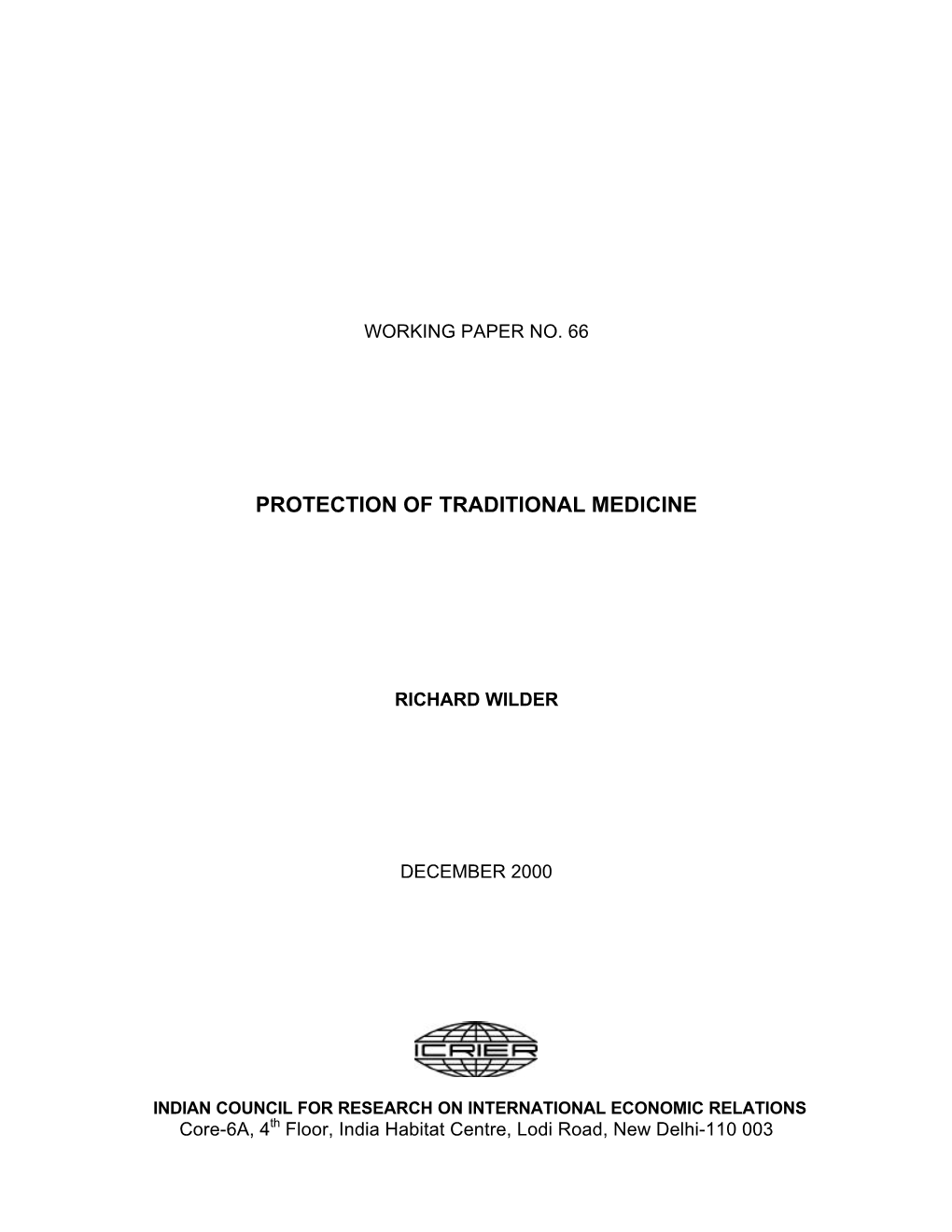 Protection of Traditional Medicine