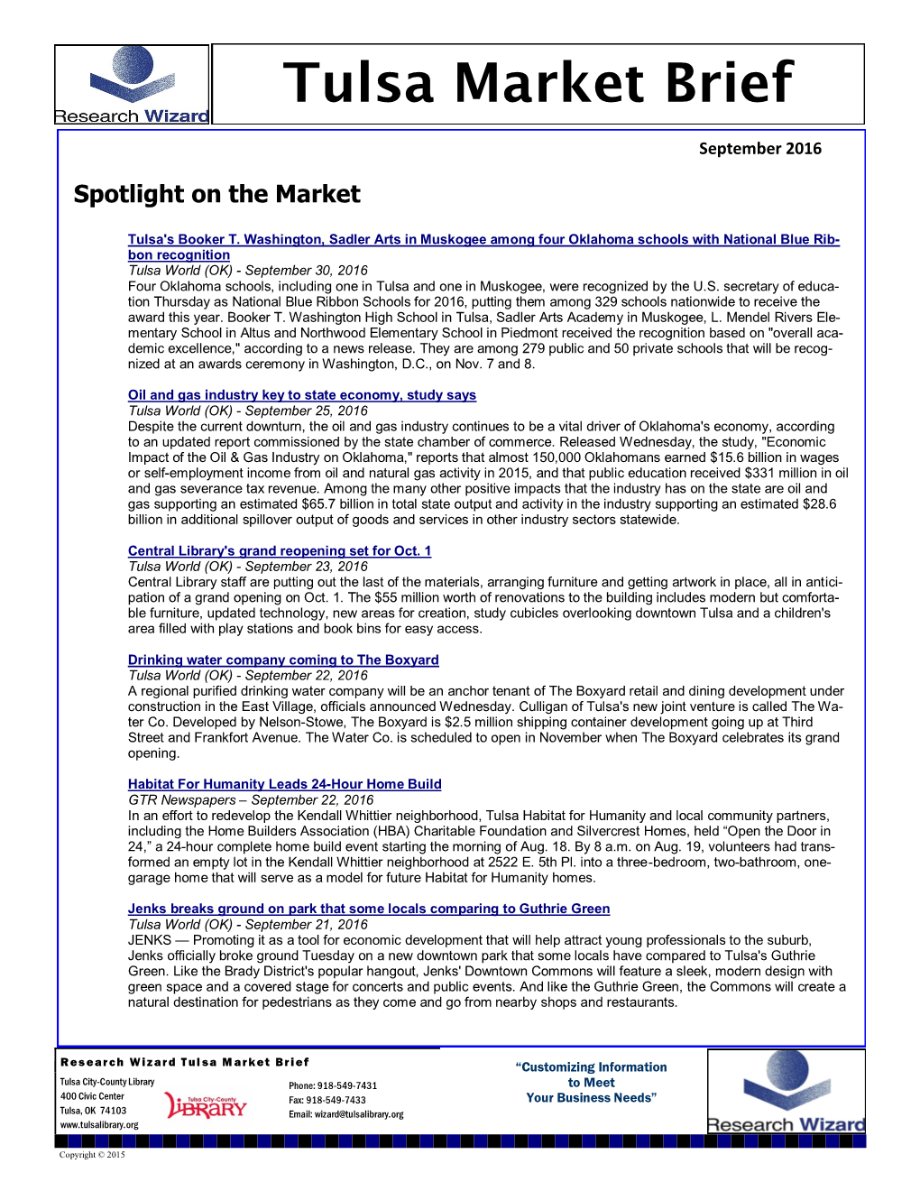 Tulsa Market Brief