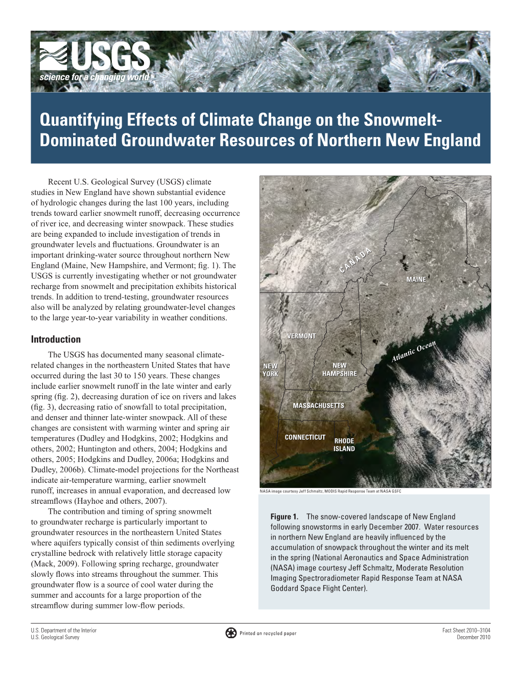 Quantifying Effects of Climate Change on the Snowmelt-Dominated Groundwater Resources of Northern New England