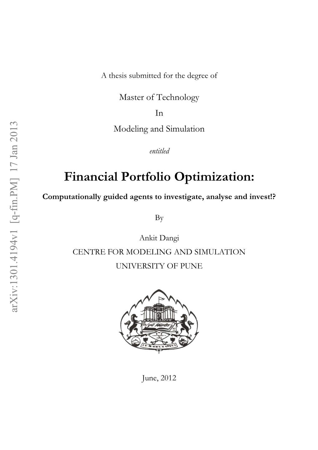 Financial Portfolio Optimization