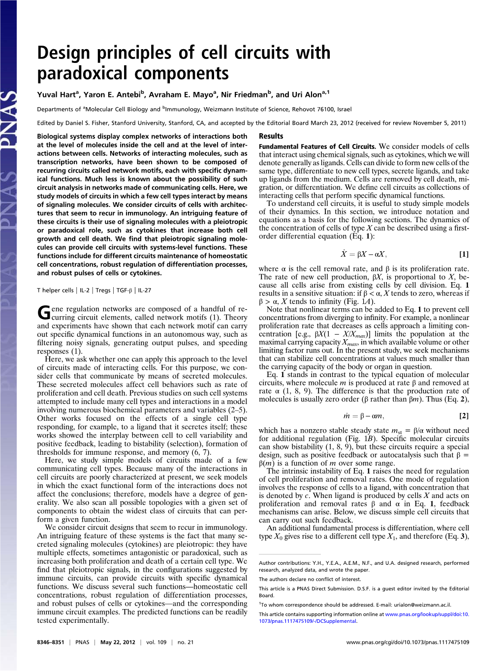 Design Principles of Cell Circuits with Paradoxical Components