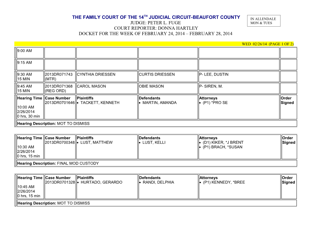 The Family Court of the 14Th Judicial Circuit-Beaufort County