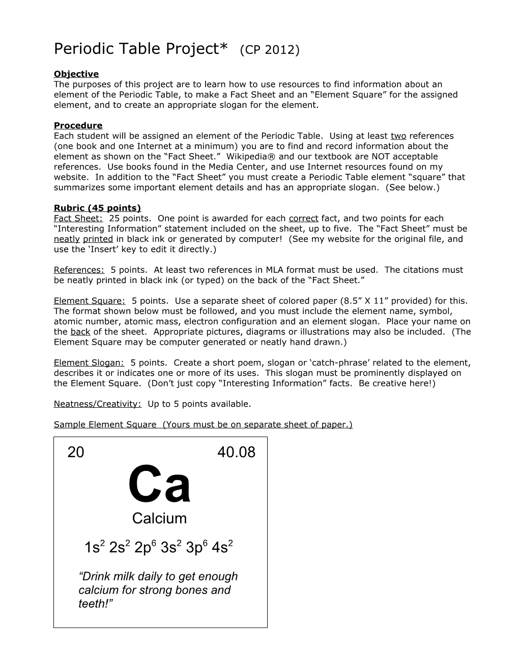 Periodic Table Project