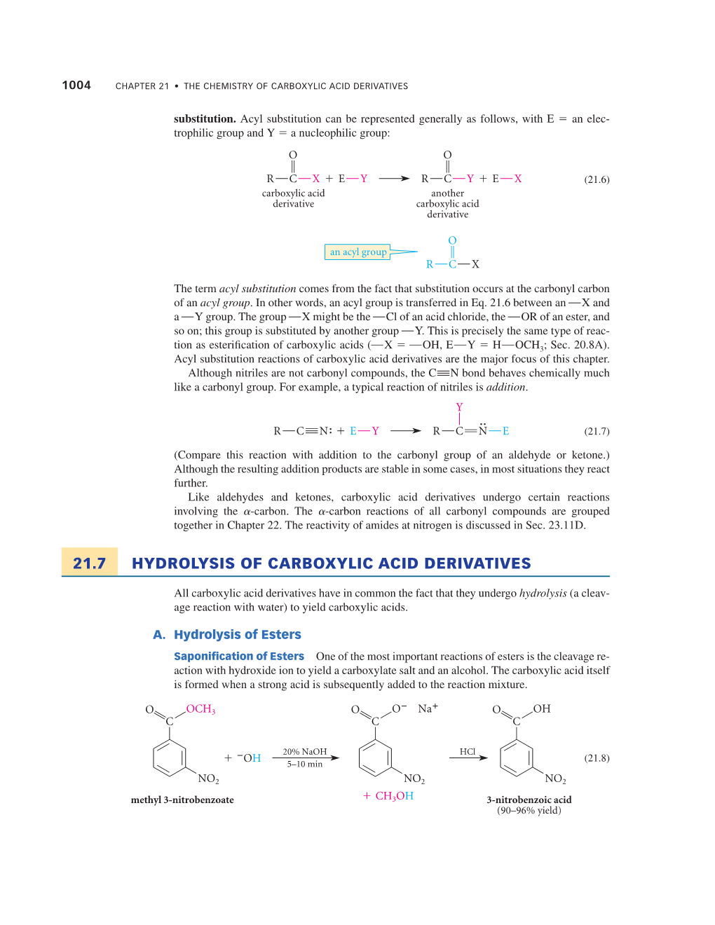 21.7 Hydrolysis of Carboxylic Acid Derivatives