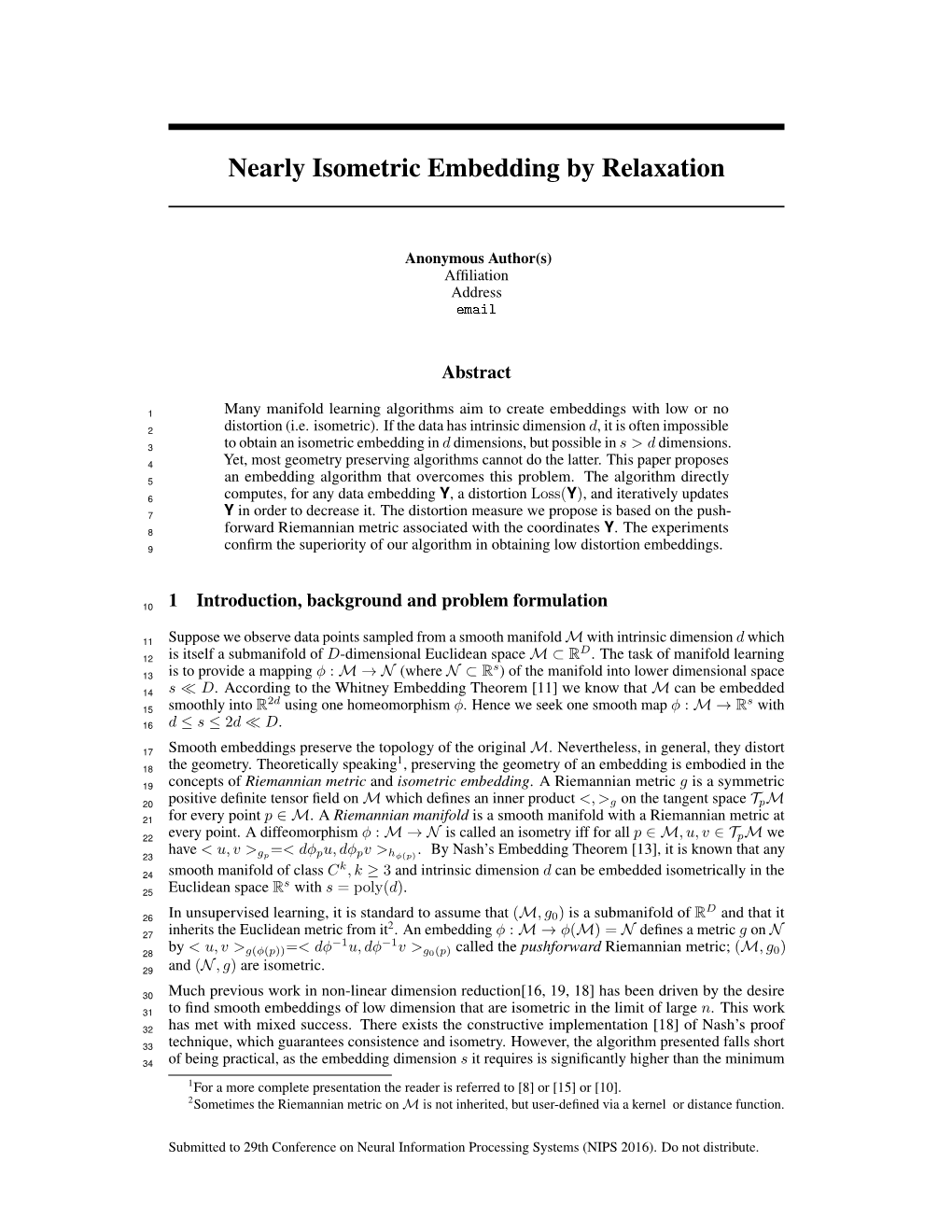 Nearly Isometric Embedding by Relaxation