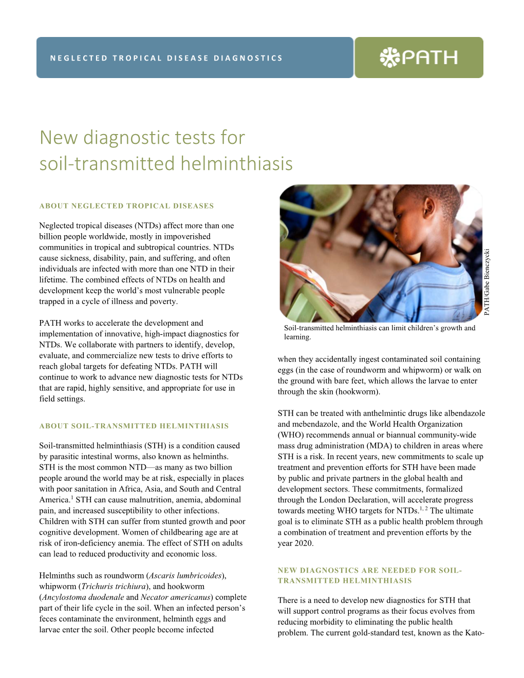 New Diagnostic Tests for Soil-Transmitted Helminthiasis