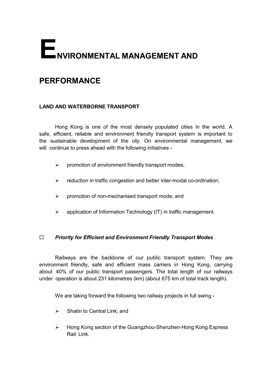 Environmental Management and Performance