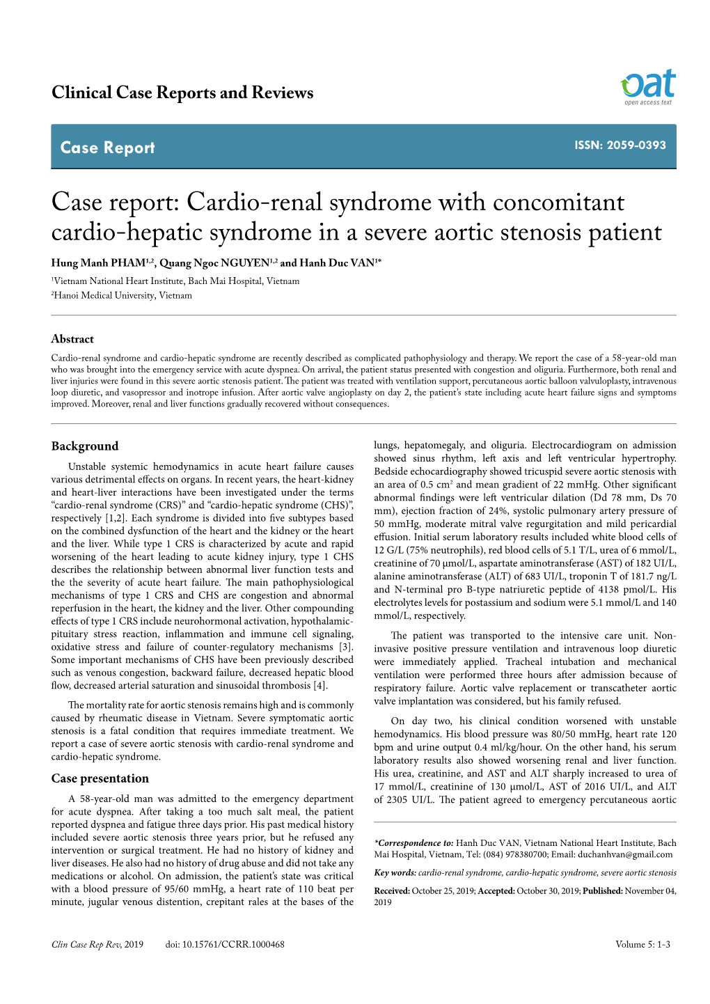 Case Report: Cardio-Renal Syndrome with Concomitant Cardio-Hepatic